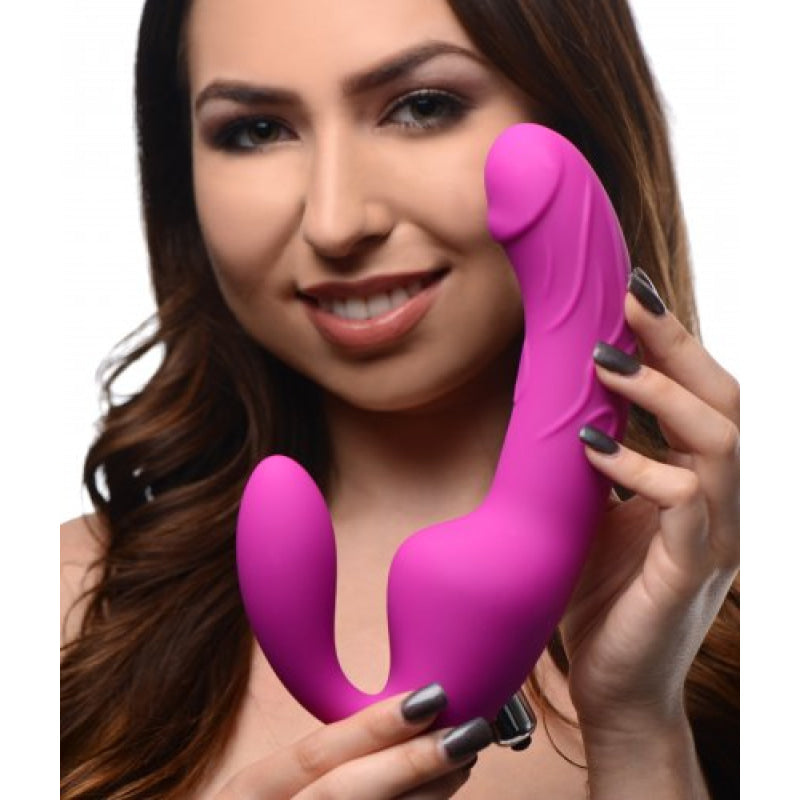 Royal Rider Vibrating Strapless Strap- on Dildo - Pink