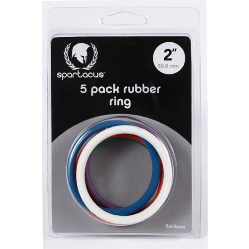 Rubber Cock Ring 5 Pack - 2" - Rainbow