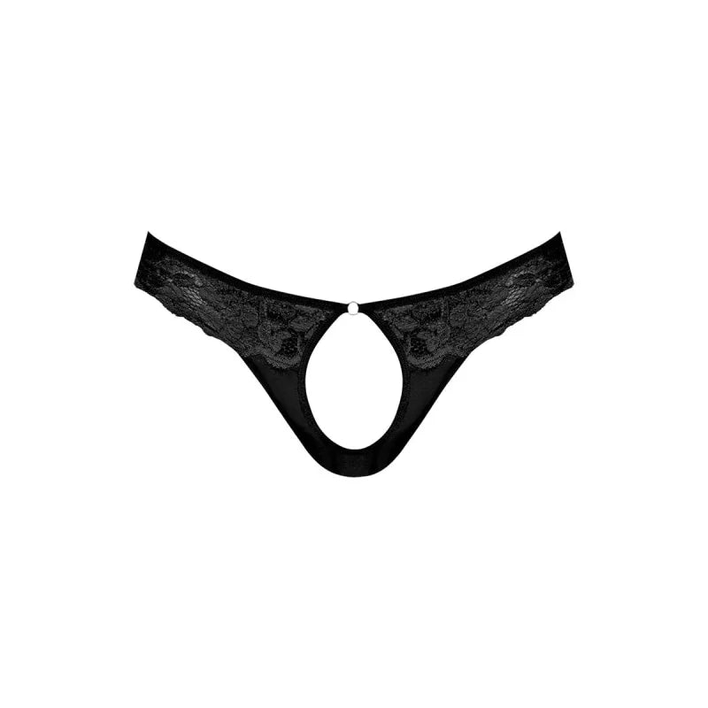 Sassy Lace - Open Ring Thong - Large/x-Large - Black