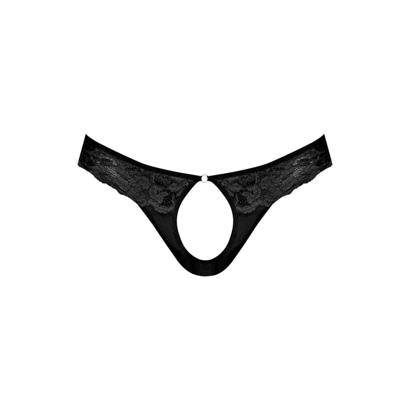 Sassy Lace - Open Ring Thong - Small/medium - Black