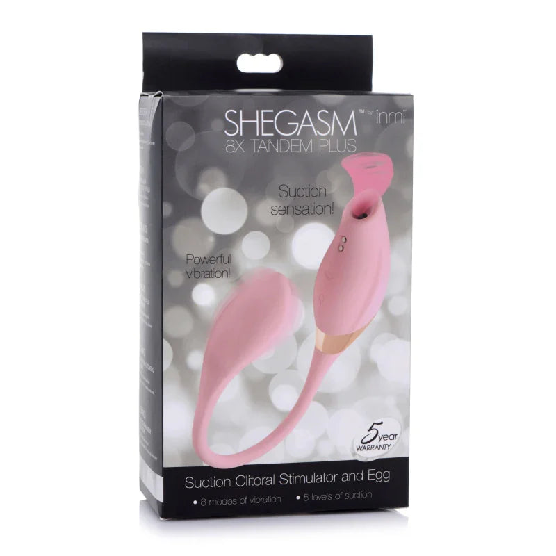 Shegasm 8x Tandem Plus Silicone Suction Clit Stimulator and Egg