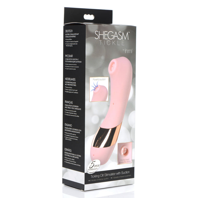 Shegasm Tickle Tickling Clit Stimulator With Suction - Pink