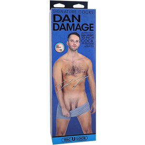 Signature Cocks Dan Damage 10"" Cock With Removable Vac-U-Lock Suction Cup - Vanilla