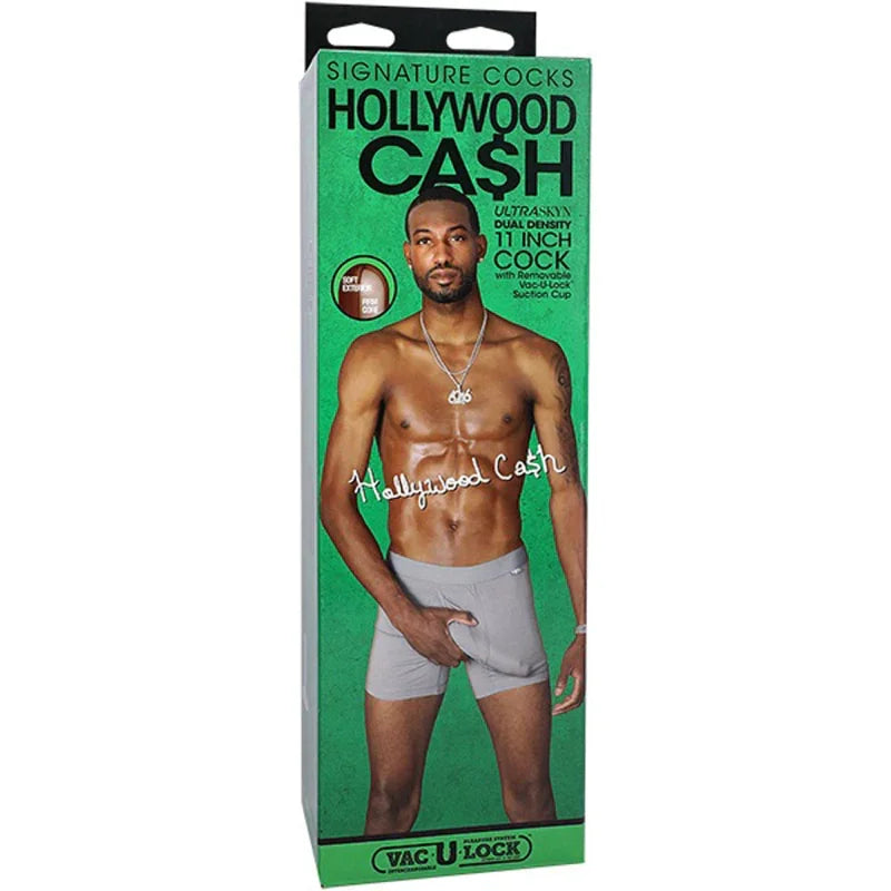 Signature Cocks Hollywood Cash 11"" Cock With Removable Vac-U-Lock Suction Cup - Chocolate