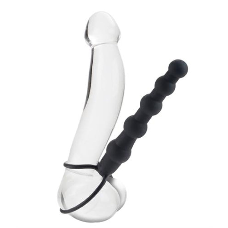 Silicone Love Rider Beaded Dual Penetrator - Black