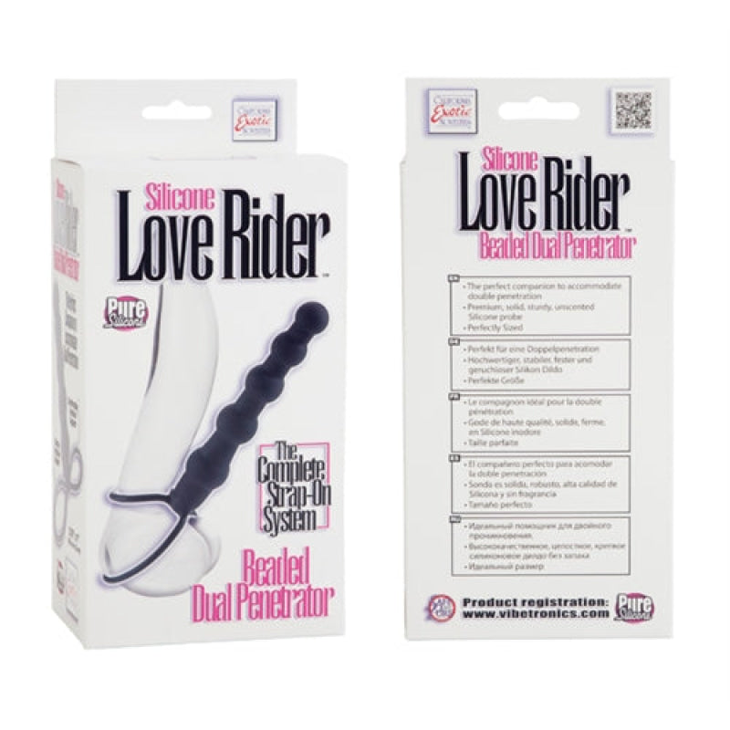 Silicone Love Rider Beaded Dual Penetrator - Black