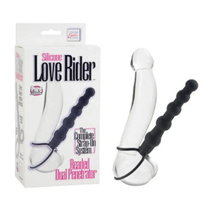 Silicone Love Rider Beaded Dual Penetrator - Black - MyPleasure