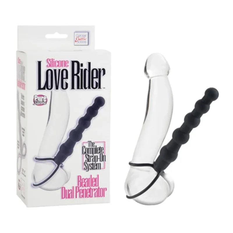 Silicone Love Rider Beaded Dual Penetrator - Black - MyPleasure