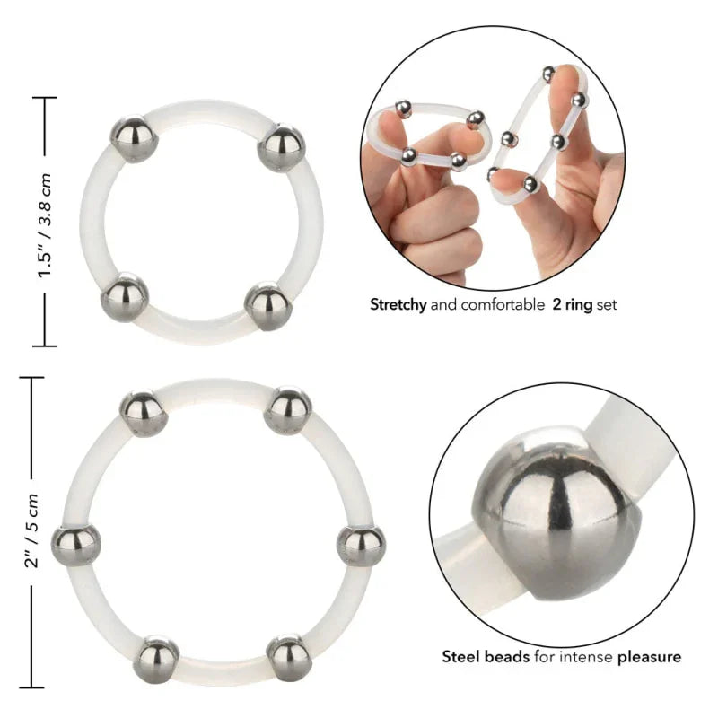Steel Beaded Silicone Ring Set - MyPleasure