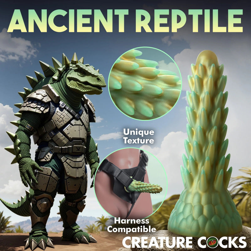 Stegosaurus Spiky Reptile Silicone Dildo - Green