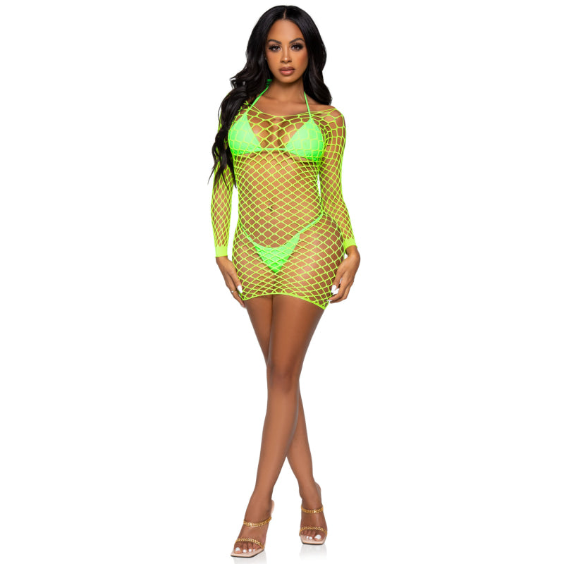 Supreme Fence Net Mini Dress - One Size - Neon Green