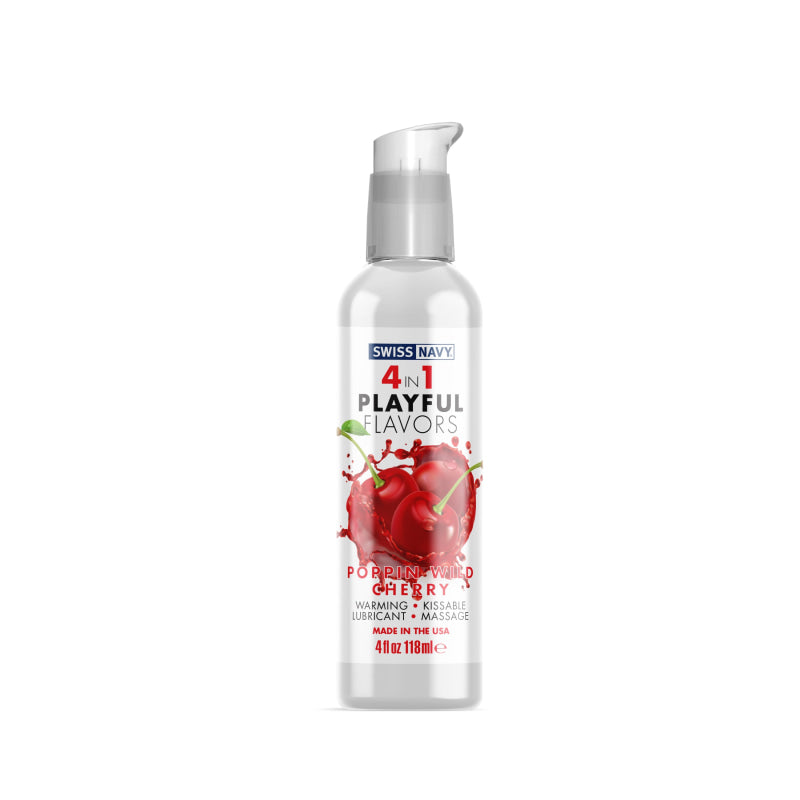 Swiss Navy 4-in-1 Playful Flavors - Pop'n Wild  Cherry - 4 Fl. Oz.