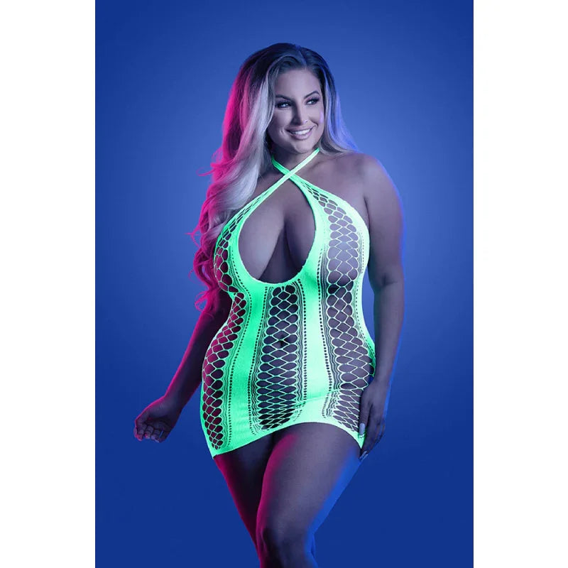 Synthesize Seamless Keyhole Dress - Queen - Neon Green