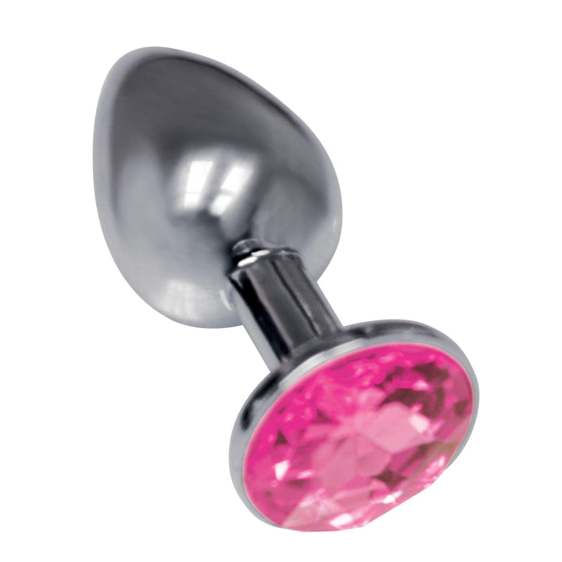 The 9's the Silver Starter Bejeweled Stainless  Steel Plug - Pink