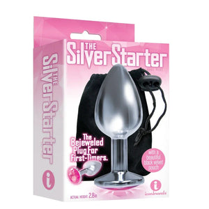 The 9's the Silver Starter Bejeweled Stainless Steel Plug - Pink