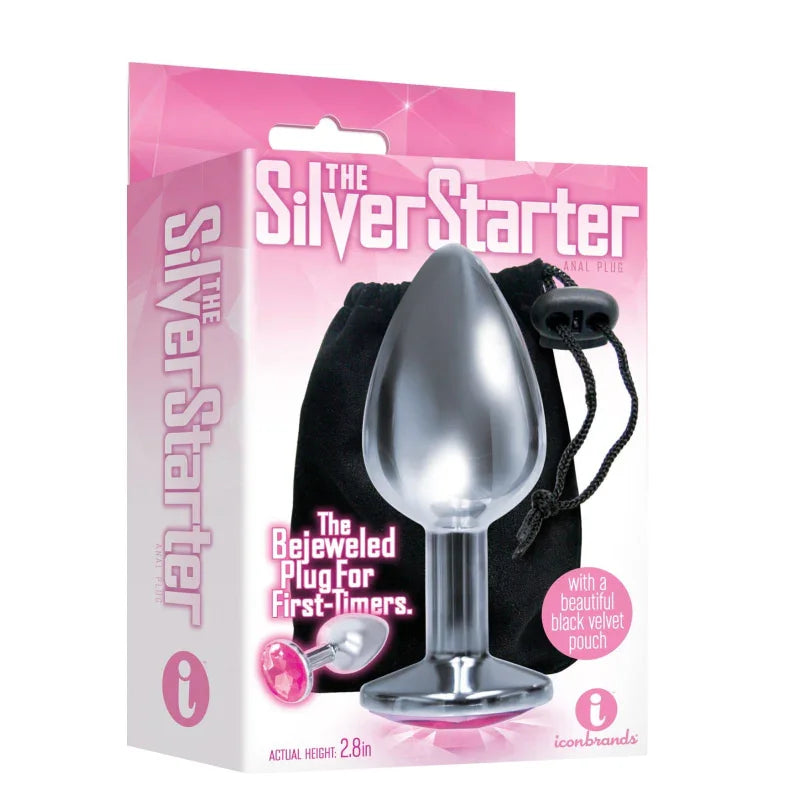 The 9's the Silver Starter Bejeweled Stainless Steel Plug - Pink