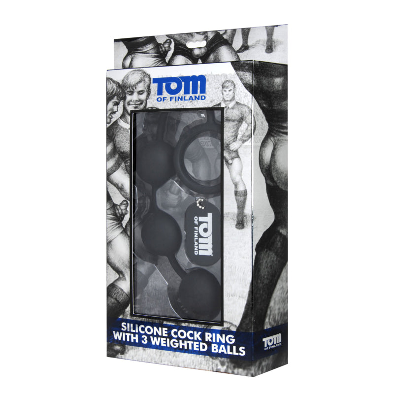 Tom of Finland Silicone Cock Ring With 3 Weighted Balls