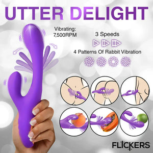 Tri-Flick Flicking Silicone Rabbit Vibrator - Purple - MyPleasure