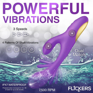 Tri-Flick Flicking Silicone Rabbit Vibrator - Purple - MyPleasure