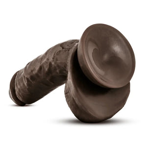 Realistic brown suction cup dildo with textured shaft on white background