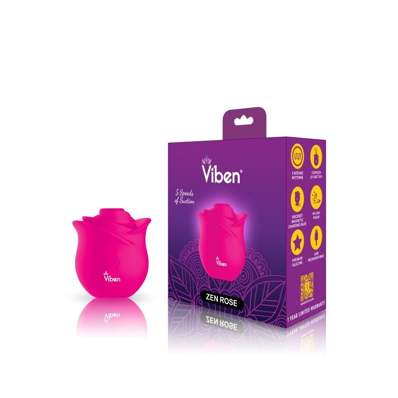 Zen Rose - Hot Pink - Handheld Rose Clitoral and Nipple Stimulator - Clit Stimulators