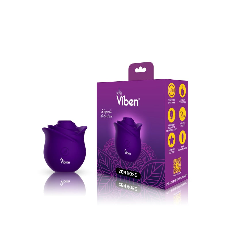 Zen Rose - Violet - Handheld Rose Clitoral and Nipple Stimulator - Clit Stimulators