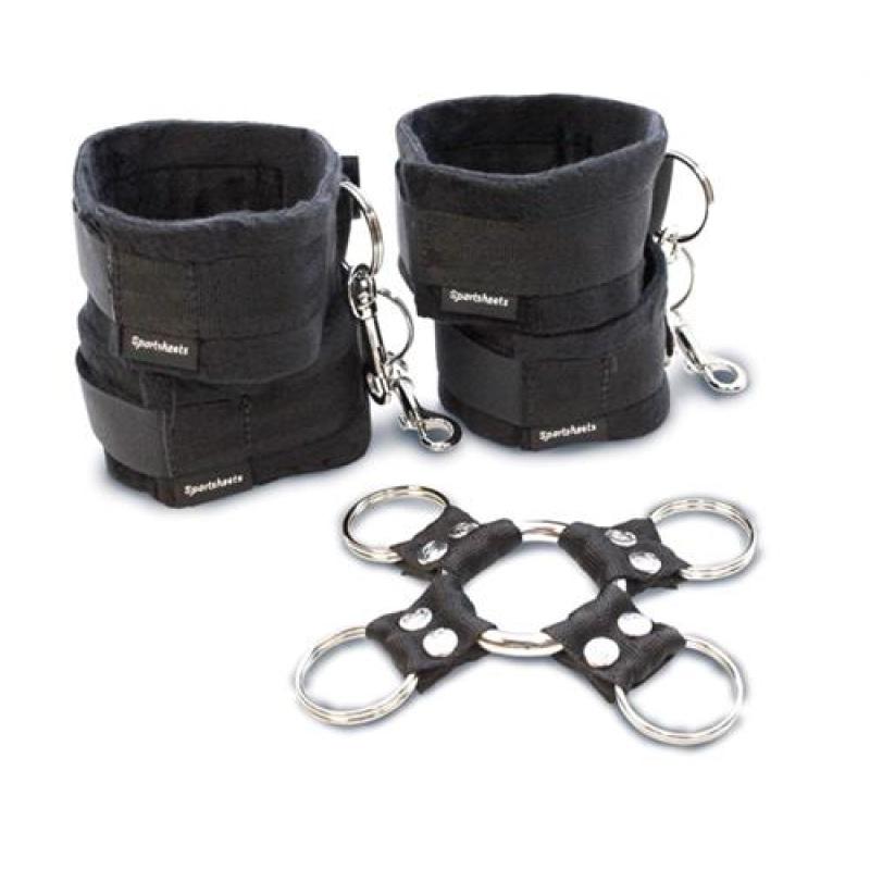 5 Piece Hog Tie and Cuff Set - Black SS325-01