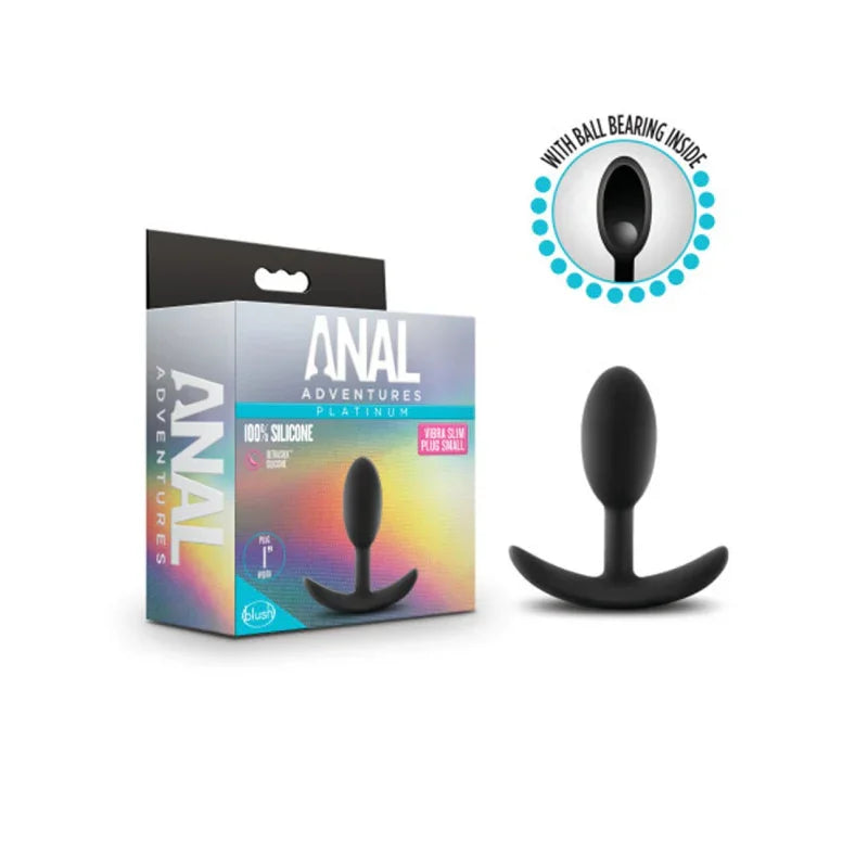 Anal Adventures - Platinum - Silicone Vibra Slim Plug - Small - Black