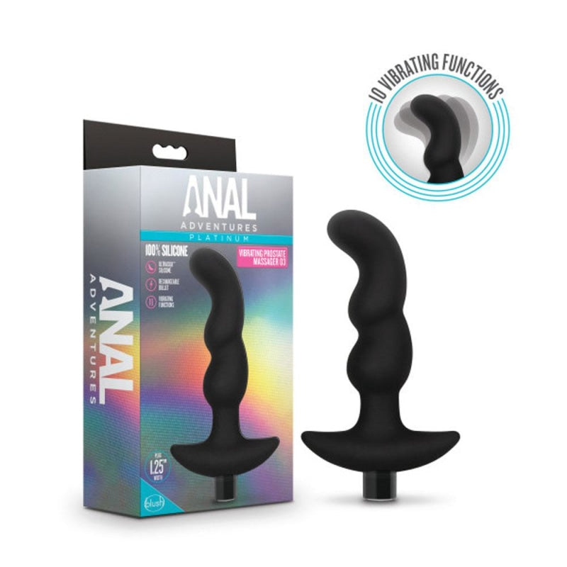 Anal Adventures - Platinum - Silicone Vibrating Prostate Massager 03 - Black - Anal Toys & Stimulators