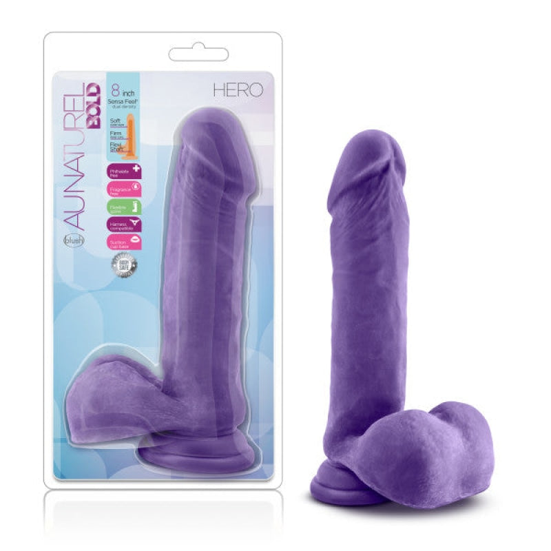 Au Natural - Bold - Hero - 8 Inch Dildo - Purple