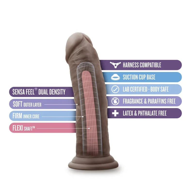 Au Naturel - 8 Inch Dildo With Suction Cup - Chocolate - MyPleasure