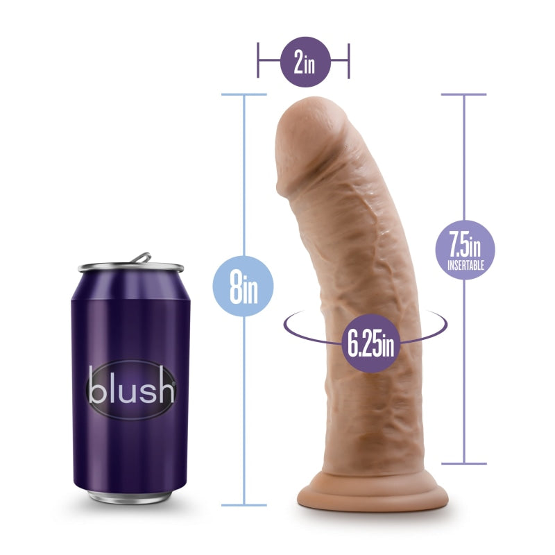 Au Naturel - 8 Inch Dildo With Suction Cup -  Mocha