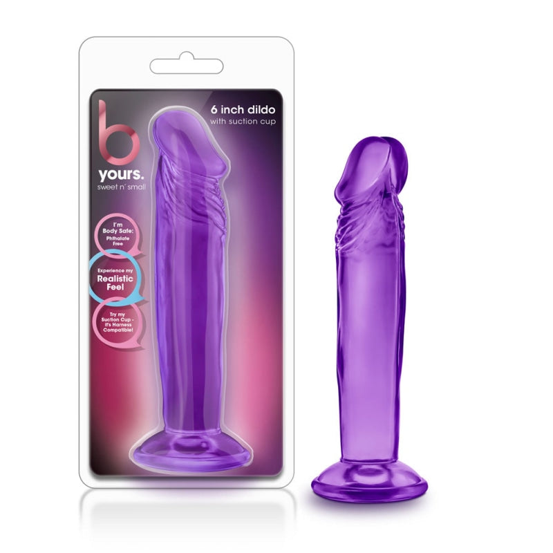 B Yours - Sweet n' Small 6 Inch Dildo With Suction Cup - Purple