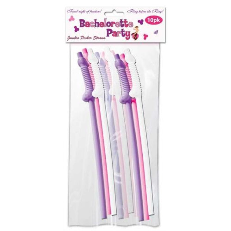 Bachelorette Party Jumbo Flexy Pecker Straws  10 Pack