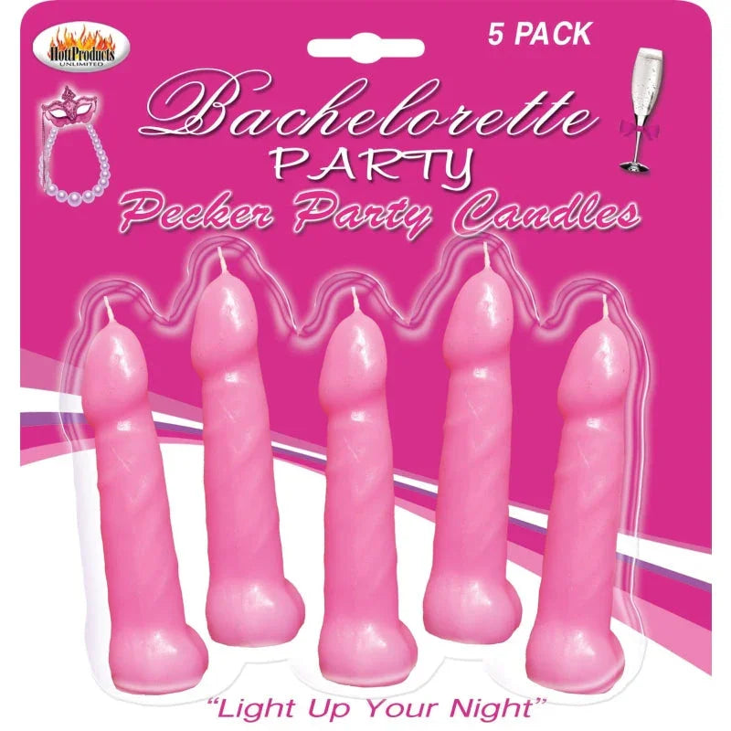 Bachelorette Pecker Party Pink Candles 5pk - MyPleasure