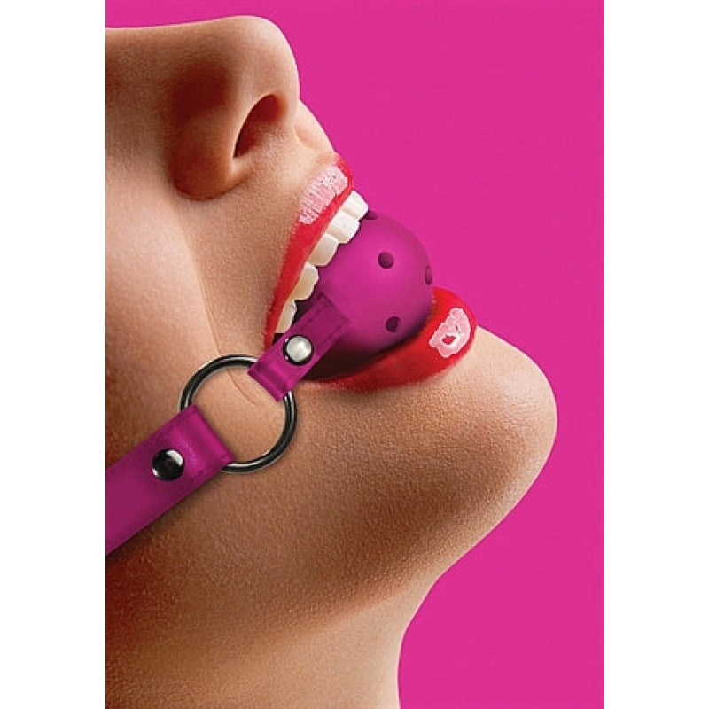 Ball Gag With Leather Straps - Pink