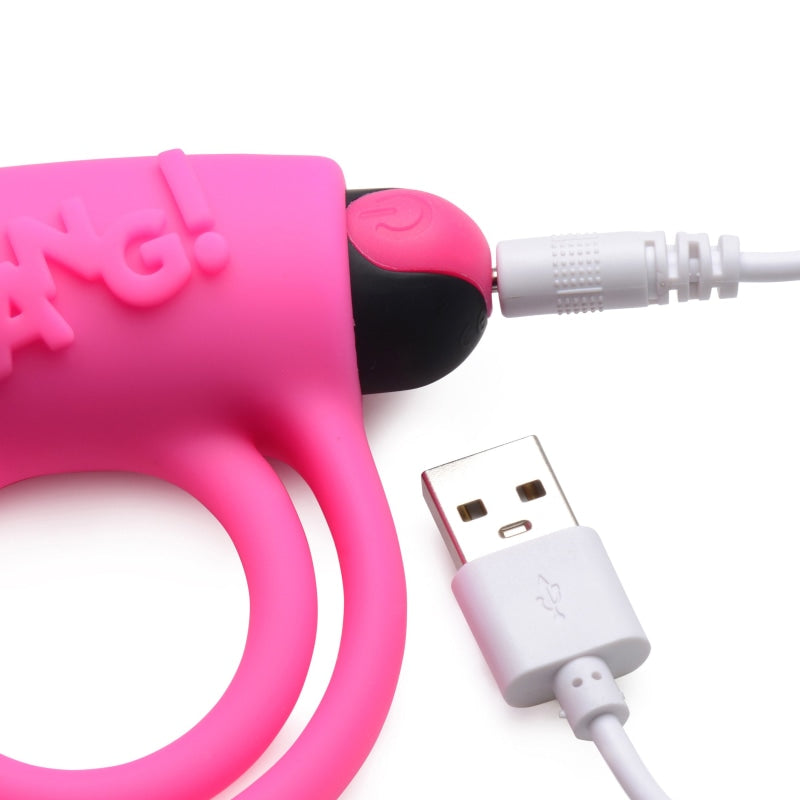 Bang - Silicone Cock Ring and Bullet With Remote Control - Pink - Lingerie & Sexy Apparel