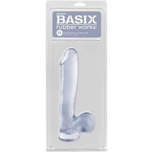 Basix Rubber Works - 10 Inch Dong With Suction Cup - Clear