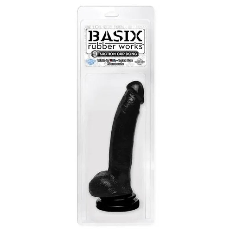 Basix Rubber Works 9 Inch Suction Cup Dong - Black