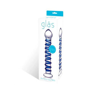 Blue Spiral Glass Dildo