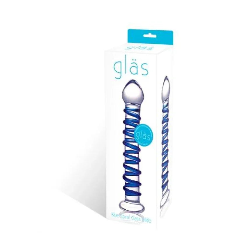 Blue Spiral Glass Dildo