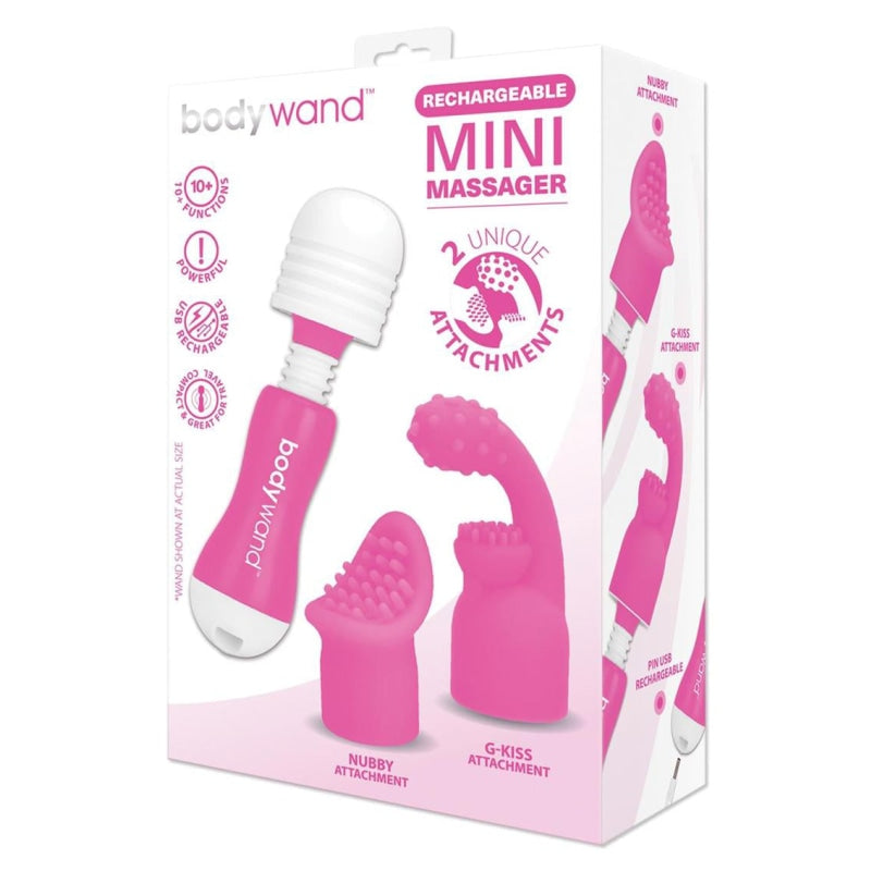 Bodywand Rechargeable Mini Massager With Attachments - Pink