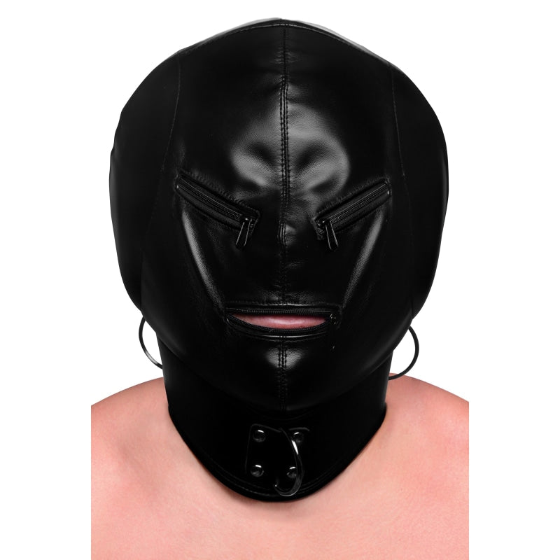 Bondage Hood with Posture Collar & Zippers STR-AF108