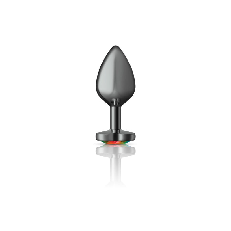 Cheeky Charms - Gunmetal Metal Buttplug - Heart - Rainbow - Medium - Anal Toys & Stimulators