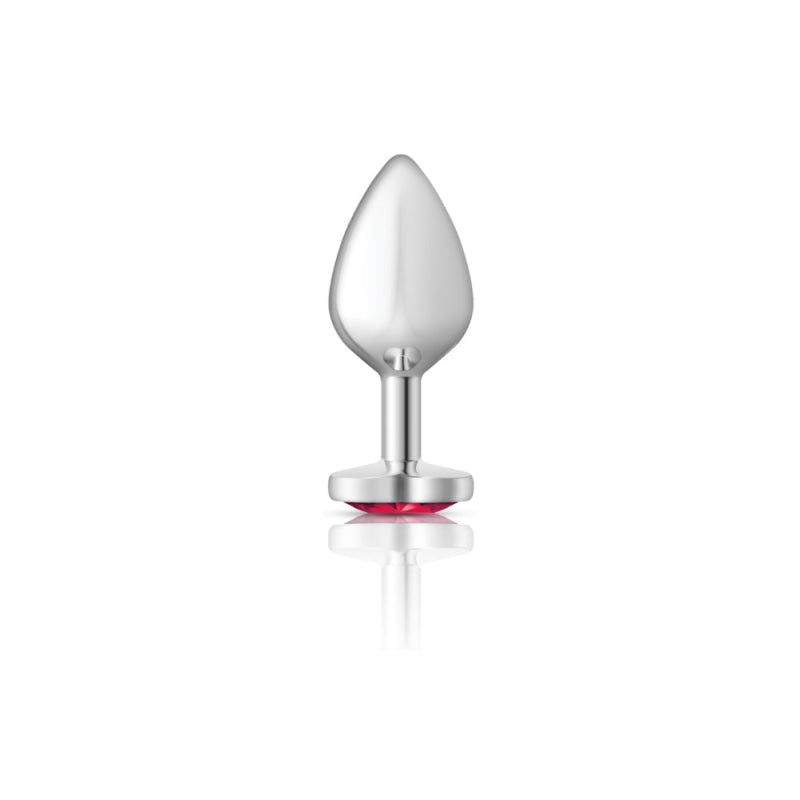 Cheeky Charms - Silver Metal Butt Plug - Heart - Bright Pink - Medium - Anal Toys & Stimulators