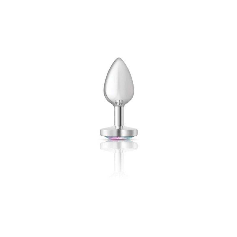 Cheeky Charms - Silver Metal Butt Plug - Heart - Clear - Small - Anal Toys & Stimulators