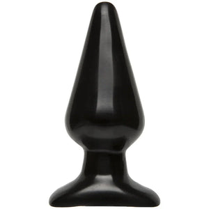Large smooth black classic butt plug anal toy with flared base