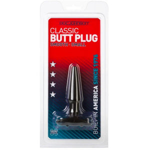 Doc Johnson classic small smooth black butt plug in clear retail packaging