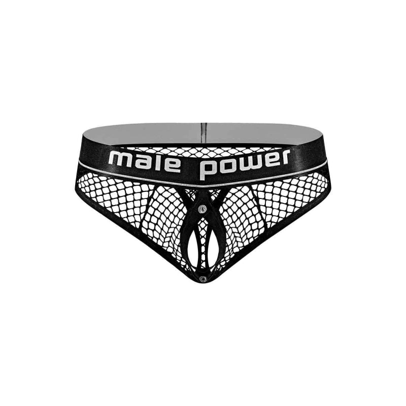 Cock Pit Net Cock Ring Thong - L/ XL - Black - Lingerie & Sexy Apparel