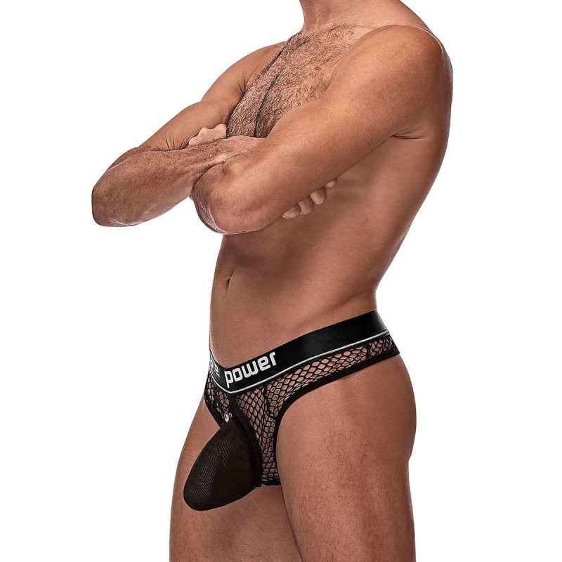 Cock Pit Net Cock Ring Thong - L/ XL - Black - Lingerie & Sexy Apparel